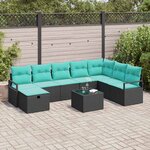 vidaXL Ensemble de Canapés avec coussin avec stockage Noir polyrotin