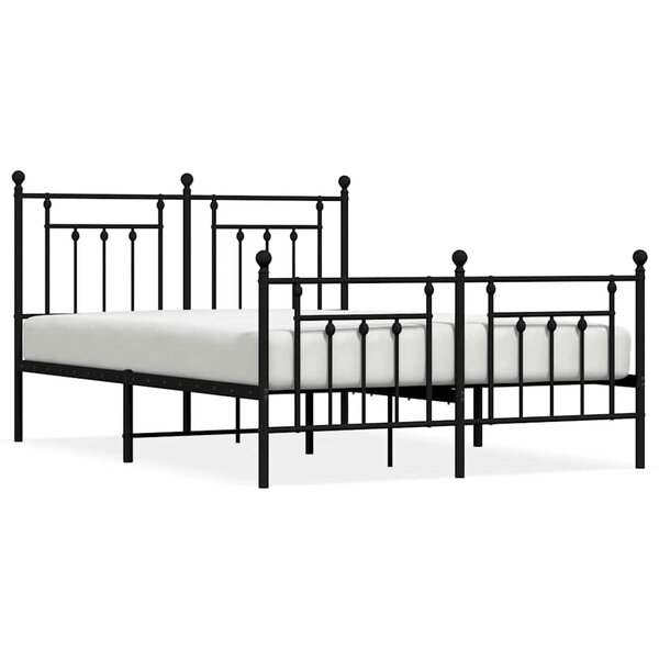 vidaXL Cadre de lit métal sans matelas avec pied de lit noir 140x200cm