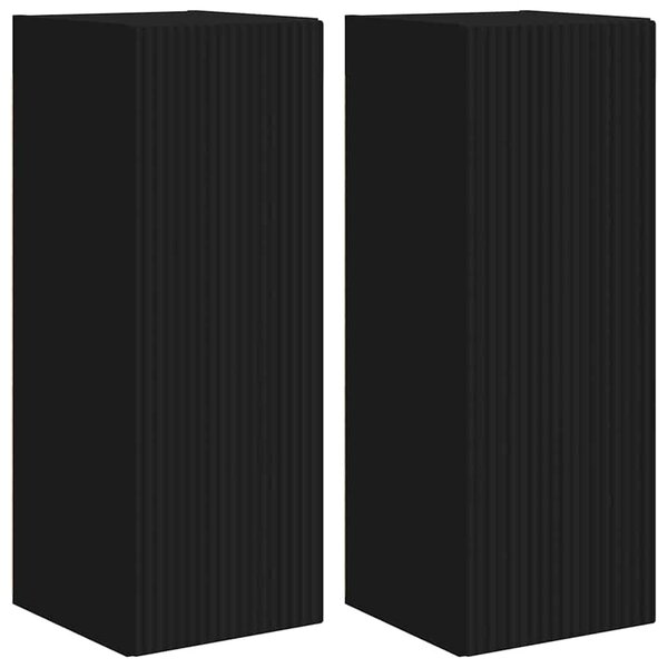 vidaXL Meuble TV mural 2 Pièces Noir 30 x 31 x 80 cm Bois d'ingénierie