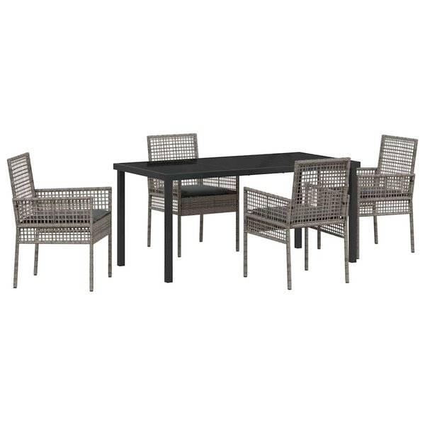 vidaXL Ensemble de salle à manger pour jardin 5 Pièces Gris Poly rotin