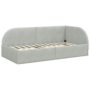vidaXL Cadre de lit d'angle Gris clair 90 x 200 cm Velours
