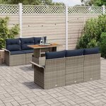 vidaXL Ensemble de canapé de jardin 7 Pièces Gris et bleu marine