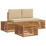 vidaXL Ensemble de canapés d'extérieur avec coussin Naturel et Beige