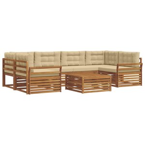 vidaXL Ensemble de canapés d'extérieur 7 pc Naturel et Beige
