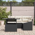 vidaXL Ensemble de canapé de jardin avec coussin 5 Pièces Noir et Crème