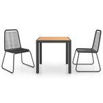 vidaXL Ensemble à manger de jardin 3Pièces PVC résine tressée noir marron