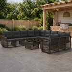 vidaXL Ensemble de canapé de jardin 12 pc Gris et Gris foncé polyrotin