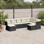 vidaXL Salon de jardin 9 Pièces avec coussins noir résine tressée