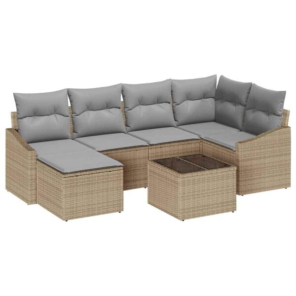 vidaXL Ensemble de salle à manger pour jardin 7 Pièces Beige  Gris clair