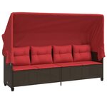 vidaXL Chaise longue avec auvent et coussins marron résine tressée