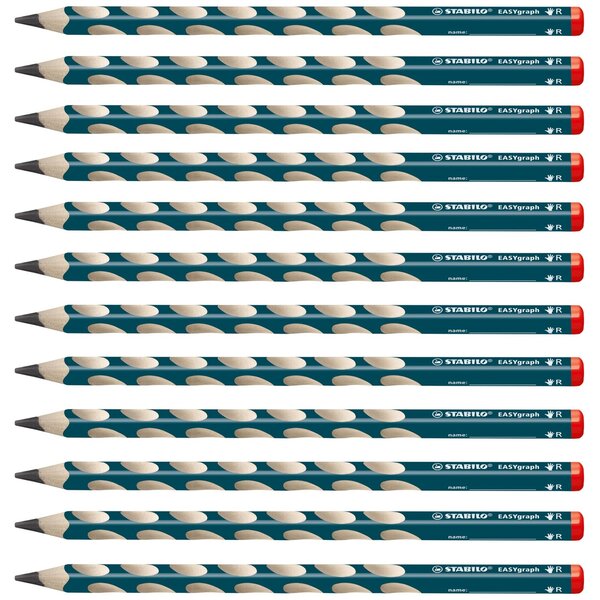 Crayon Ergonomique D'apprentissage EASYgraph Droitier Mine 3 15 mm HB x 12 STABILO