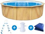 Piscine acier ronde aspect bois "Punta cana" - Ø 3.6 x 1.20 m