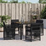 vidaXL Chaises de jardin lot de 4 avec coussins noir résine tressée