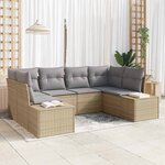 vidaXL Ensemble de canapé de jardin 6 Pièces Beige Poly rotin