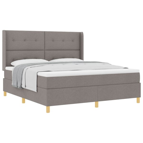 vidaXL Lit à ressorts avec matelas Taupe 180 x 200 cm tissu