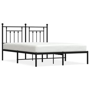 vidaXL Cadre de lit métal sans matelas avec tête de lit noir 140x190cm