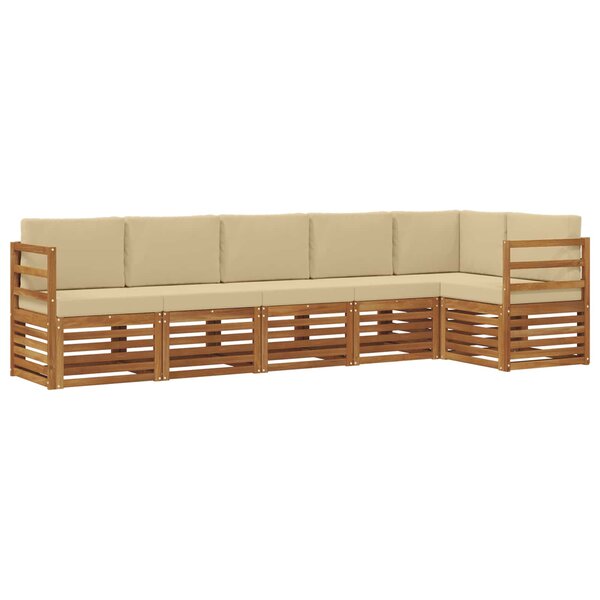 vidaXL Ensemble de canapés d'extérieur 6 pc Naturel et Beige Polyester
