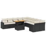vidaXL Salon de jardin 11 Pièces avec coussins noir résine tressée
