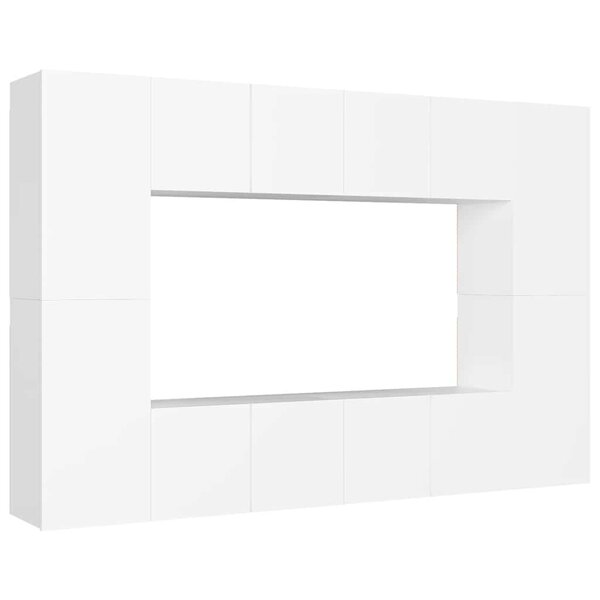 vidaXL Ensemble de meubles TV 8 Pièces Blanc Bois d'ingénierie
