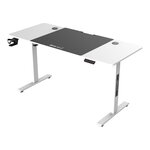 Bureau table poste de travail électrique à hauteur réglable assis debout plateau rectangulaire 140 x 60 cm blanc 03_0009083