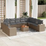 vidaXL Salon de jardin 11 Pièces avec coussins beige résine tressée