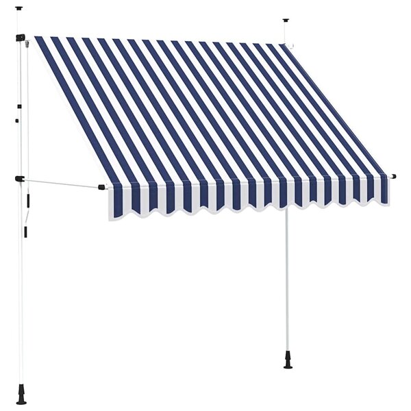 vidaXL Auvent rétractable manuel 250 cm Rayures bleues et blanches