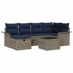 vidaXL Ensemble de canapé de jardin 7 Pièces Gris et marine polyrotin