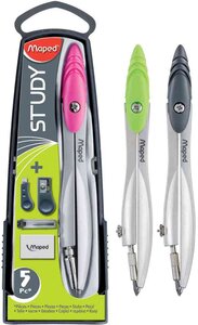 Coffret compas Study 5 pièces Mine 2 mm couleurs assorties MAPED