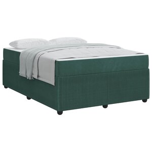 vidaXL Cadre de lit avec matelas Vert foncé 140 x 200 cm tissu
