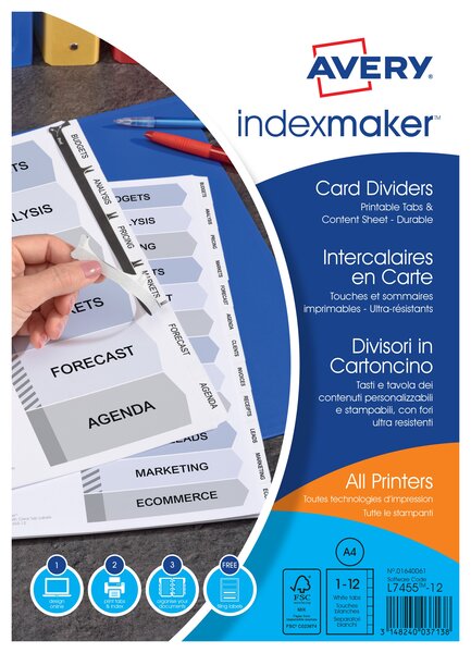 Intercalaires IndexMaker™ A4 - Carte - touches neutres