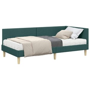 vidaXL Cadre de lit d'angle avec matelas Autre 2 Pièces Vert tissu
