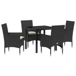 vidaXL Ensemble de salle à manger pour jardin 5 Pièces Noir polyrotin
