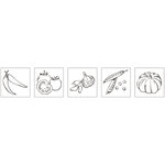 Kit mini - tampons en bois: Jeunes légumes  5 pces 2x2x2 5cm+accessoires / bte