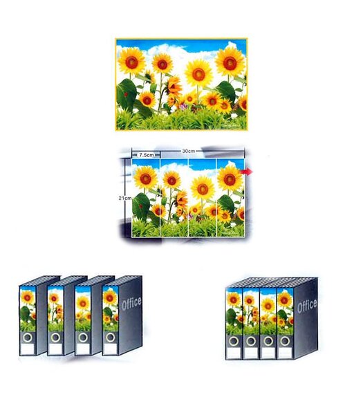 Étiquettes déco dos de classeur tournesol - lot de 4