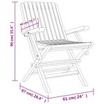 vidaXL Chaises de jardin pliantes lot de 8 61x67x90cm bois massif teck