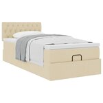 vidaXL Lit ottoman avec matelas crème 100x200 cm tissu