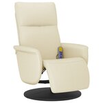 vidaXL Fauteuil inclinable de massage et repose-pieds crème similicuir