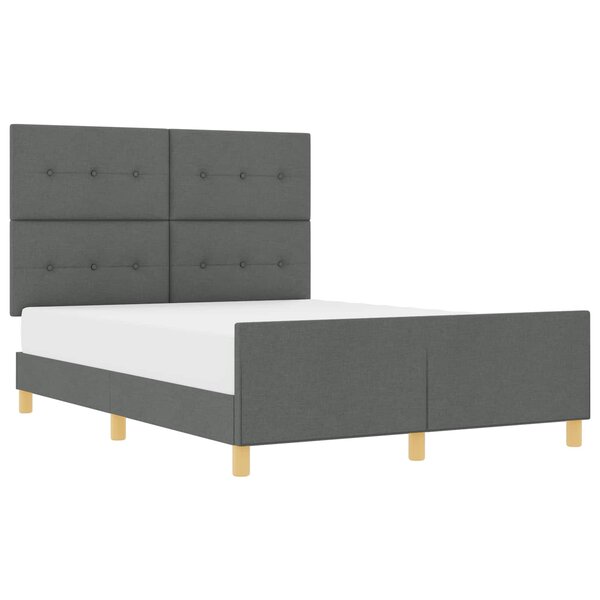 vidaXL Cadre de lit avec tête de lit Gris foncé 140 x 190 cm tissu