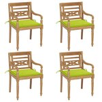 vidaXL Chaises Batavia avec coussins lot de 4 Bois de teck solide