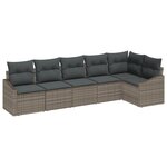 vidaXL Ensemble de Salle à Manger de Jardin 6 pièces avec Coussins Gris en Poly Rotin