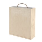 Boîte coffret bois 3 bouteilles couvercle coulissant 33.5 x 27.7 x 9.5 cm
