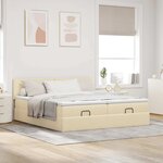 VidaXL Cadre de lit ottoman avec matelas crème 200x200cm tissu