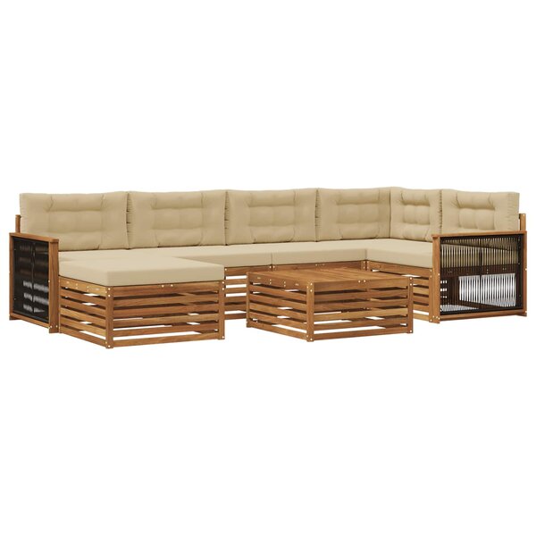 vidaXL Ensemble de canapés d'extérieur 7 pc Naturel et Beige