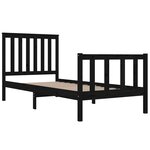 vidaXL Cadre de lit Noir Bois de pin massif 75x190 cm Petit simple