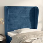 vidaXL Tête de lit avec oreilles Bleu foncé 93x23x118/128 cm Velours