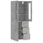 vidaXL Buffet haut Gris béton 69 5x34x180 cm Bois d'ingénierie