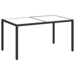 vidaXL Table de jardin 150x90x75cm Verre trempé et résine tressée Noir