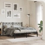 vidaXL Cadre de lit métal sans matelas avec tête de lit noir 150x200cm
