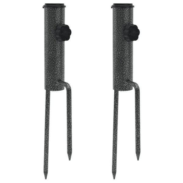 vidaXL Support de parasol avec piquets 2 Pièces 9x35 cm acier galvanisé