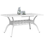 vidaXL Table de jardin blanc 150x90x72 cm aluminium coulé
